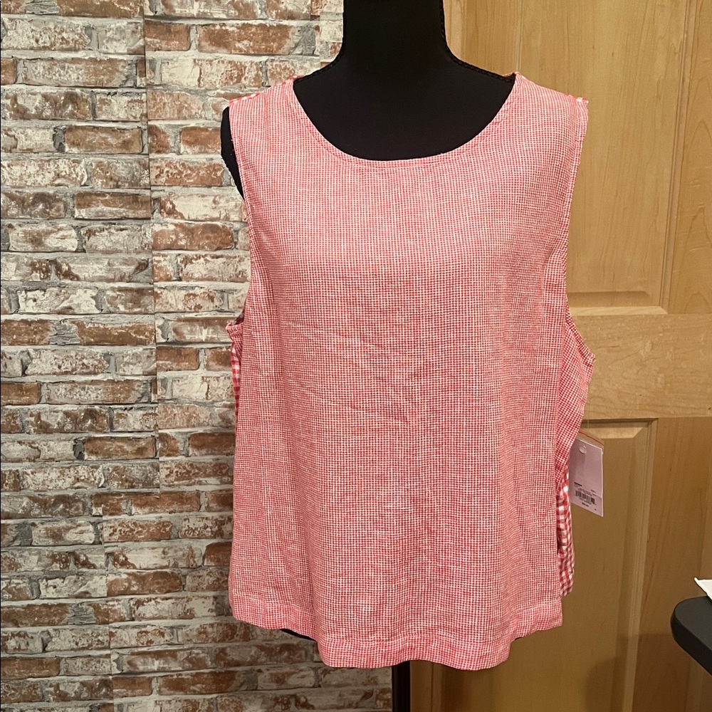 NWT Croft & Barrow Red & White Gingham Sleeveless Tank Top Summer Cottagecore L
